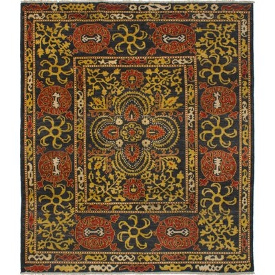 One-of-a-Kind Céline Hand-Knotted New Age Shalimar Red/Gold 8'7" x 9'9" Wool Area Rug - Image 0