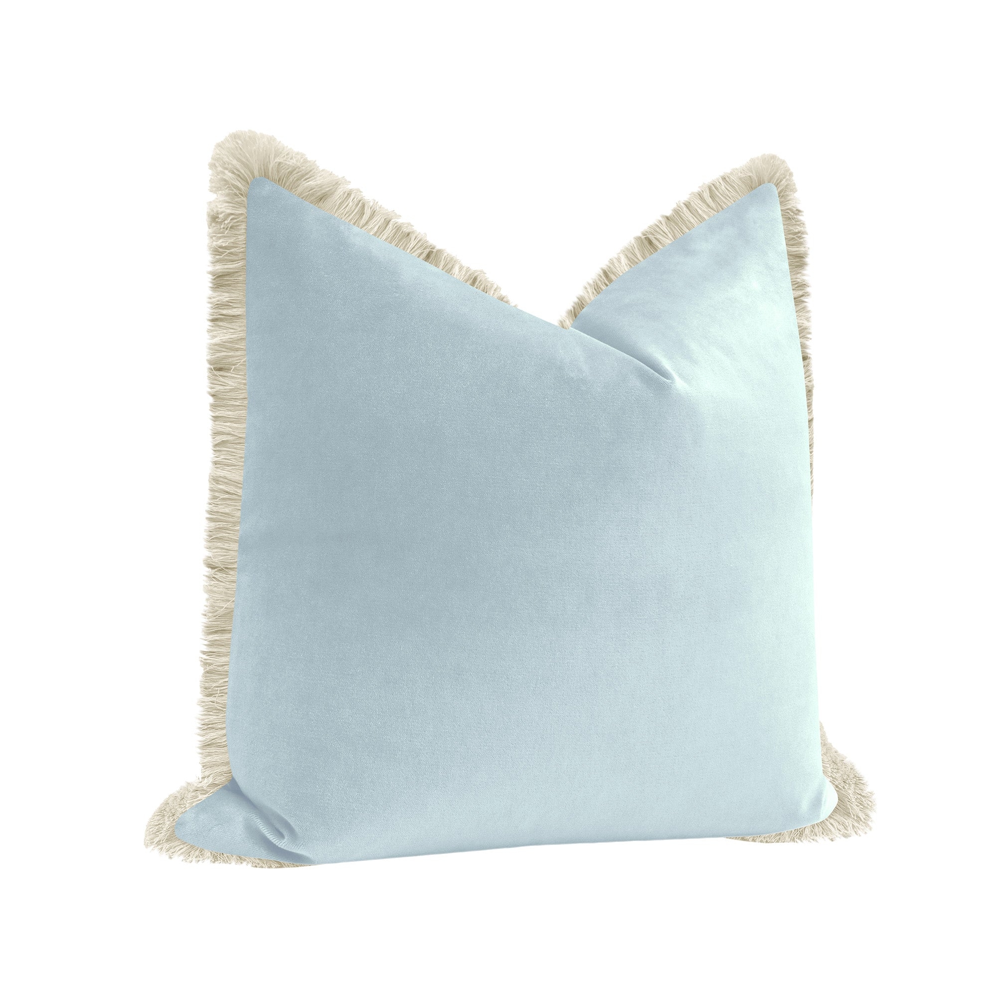 SOCIETY VELVET // SOFT BLUE + FRINGE - 20" X 20" / Natural Fringe - Image 2