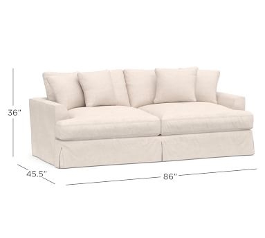 Sullivan Fin Arm Slipcovered Deep Seat Sofa 86", Down Blend Wrapped Cushions, Performance Heathered Basketweave Dove - Image 5
