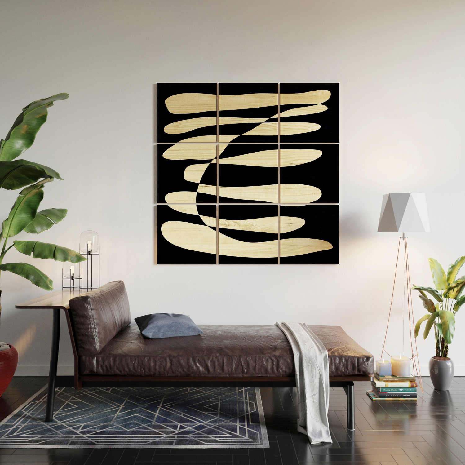Abstract Composition In Black by June Journal - Wood Wall Mural3' X 3' (Nine 12" Wood Squares) - Image 3