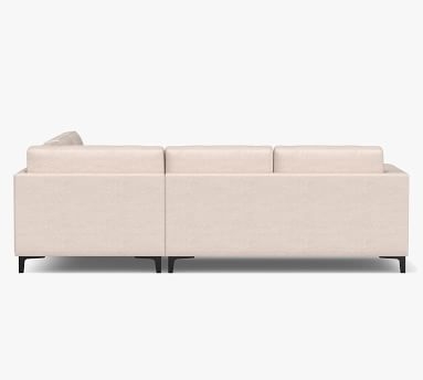 Ansel Upholstered 3-Piece L-Shaped Corner Sectional, Polyester Wrapped Cushions, Performance Heathered Basketweave Navy - Image 4