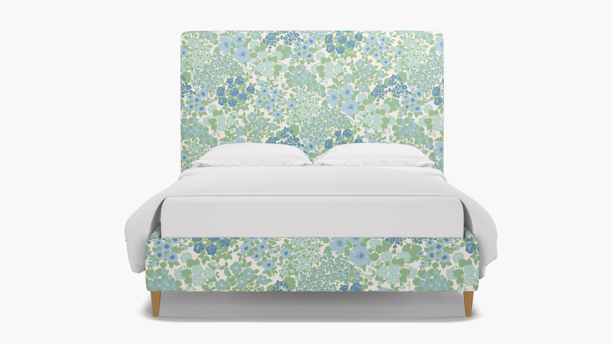 Classic Bed, Mist Million Flowers, Natural Square Tapered Leg, King - Image 0