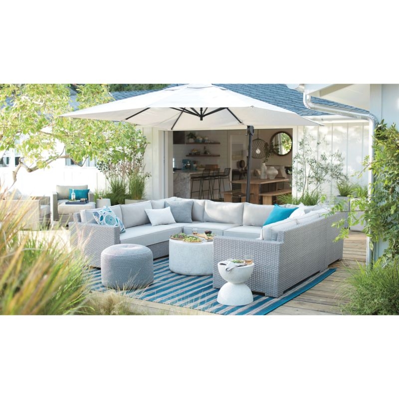 10' Silver Sunbrella ® Square Cantilever Outdoor Patio Umbrella Canopy - Image 2