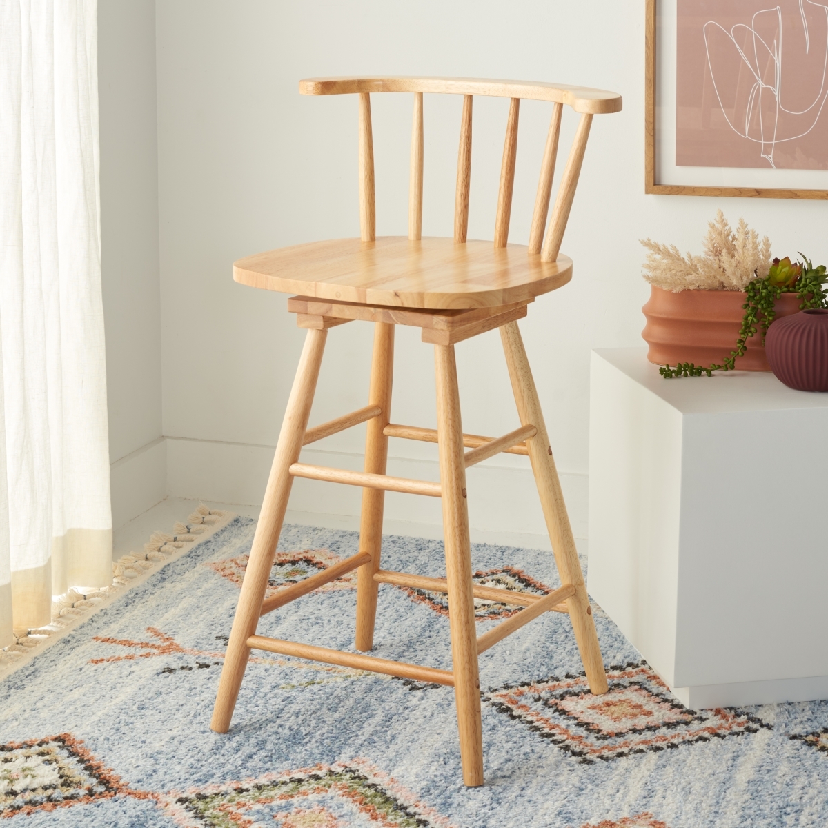 Ray Swivel Counter Stool - Natural - Safavieh - Image 1