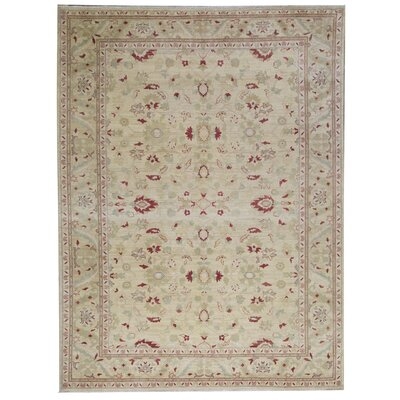 One-of-a-Kind Hand-Knotted Cream 8'11" x 12'2" Wool Area Rug - Image 0
