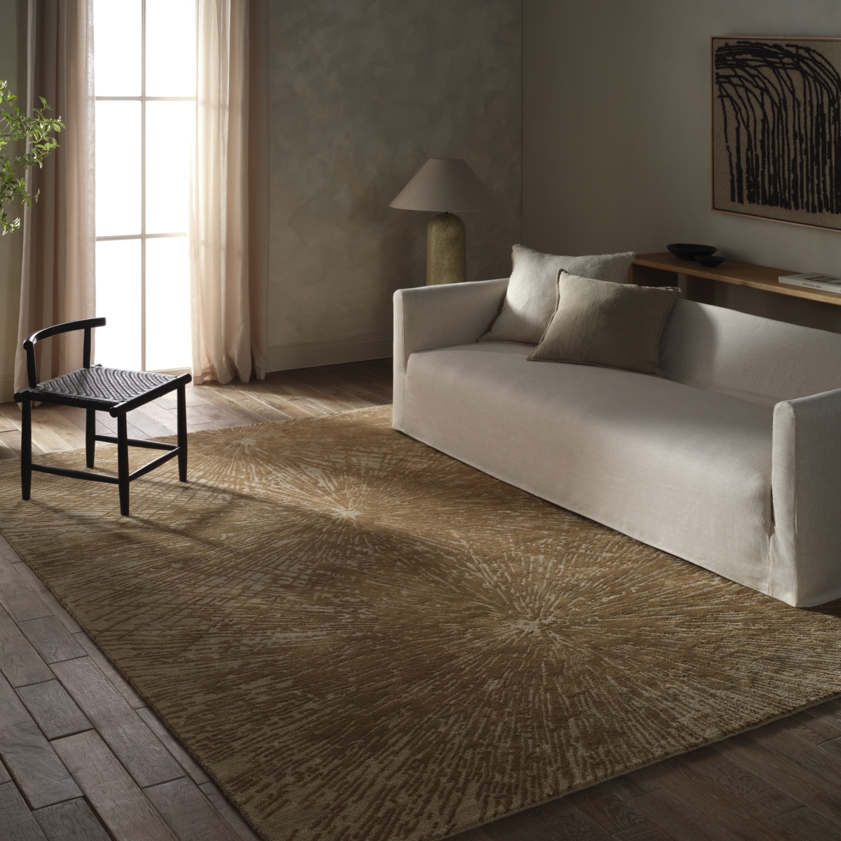 Odilia FRG12 Handmade Contemporary Brown and Tan Area Rug (6'x9') - Image 4