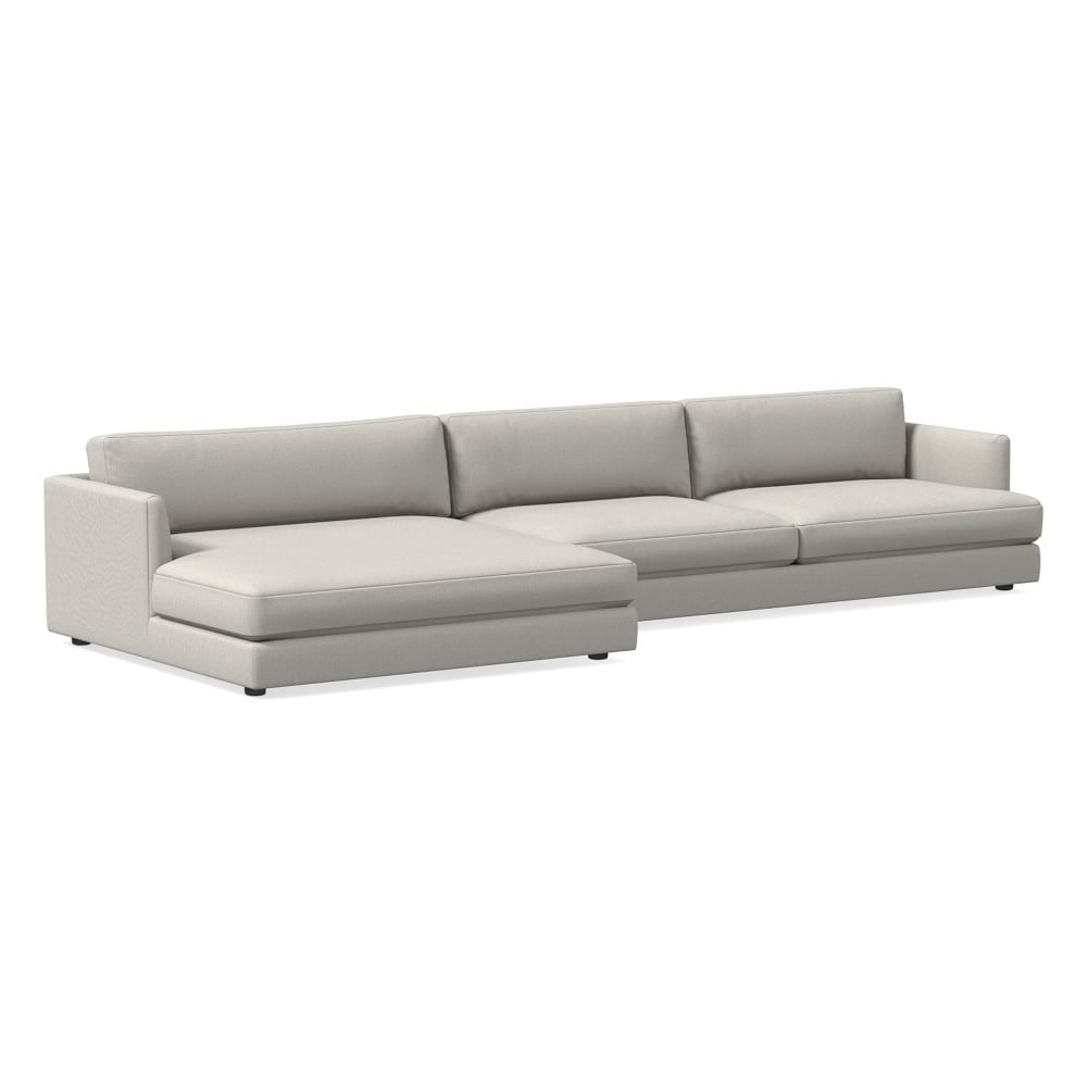Haven 151" Left Multi Seat Double Wide Chaise Sectional, Standard Depth, Yarn Dyed Linen Weave, Frost Gray - Image 0