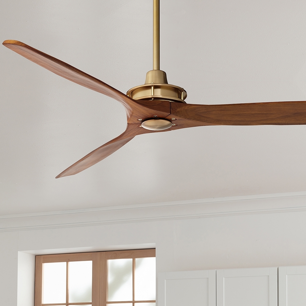 52" Casa Vieja Windspun Brass-Walnut Ceiling Fan with Remote - Image 0