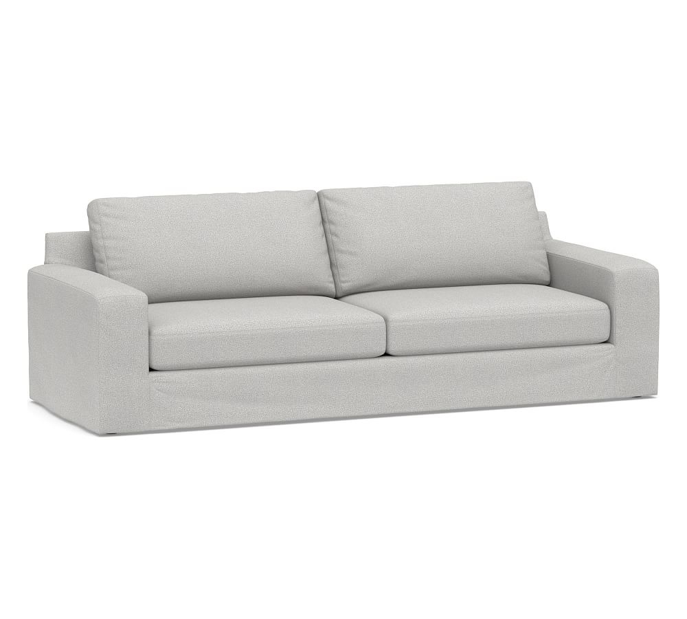 Big Sur Square Arm Slipcovered Grand Sofa 2-Seater, Down Blend Wrapped Cushions, Park Weave Ash - Image 0