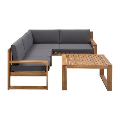 3-pcs Teak Patio Sectional with Cushions - Image 1