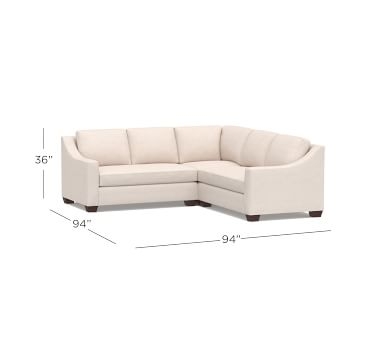 York Slope Arm Upholstered 3-Piece L-Shaped Corner Sectional with Bench Cushion, Down Blend Wrapped Cushions, Chenille Basketweave Oatmeal - Image 1