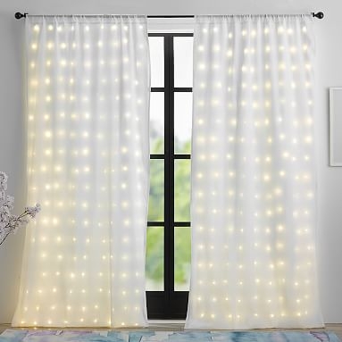 Fairy Light Sheer Curtain Panel, 84", White - Image 0