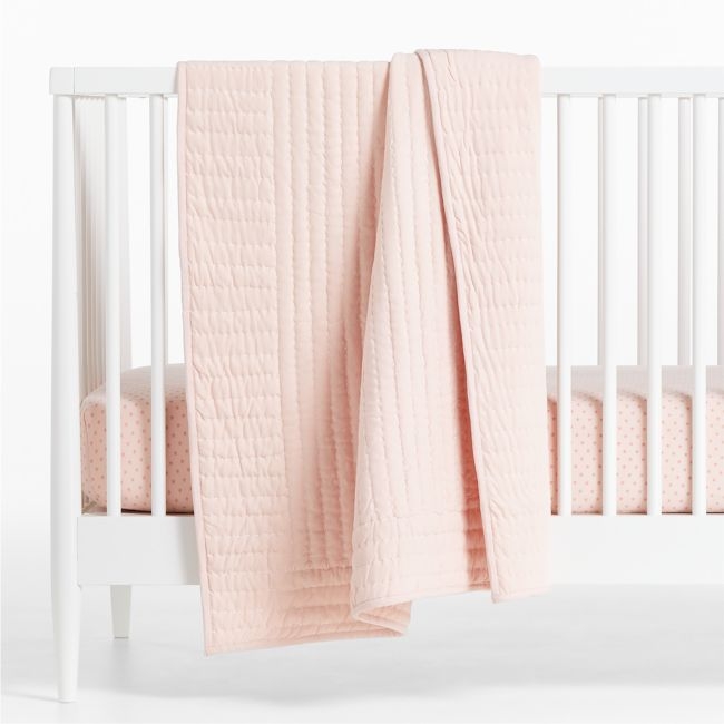Baby's First Pink Organic Jersey Baby Crib Quilt - Image 0