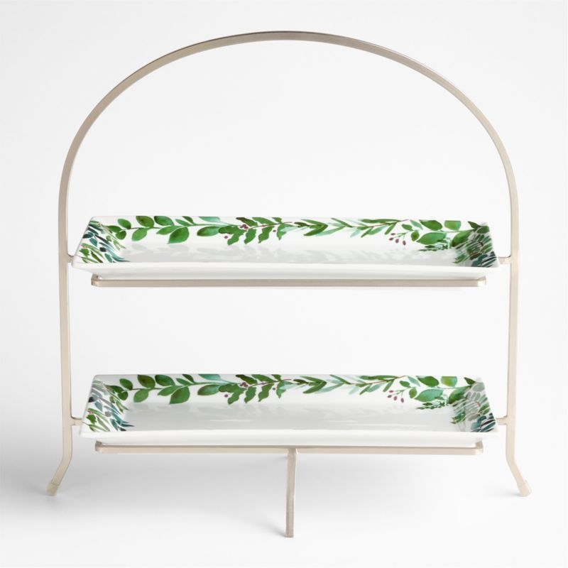 Cambridge Holiday Winter Botanical Stoneware Platters, Set of 2 - Image 1