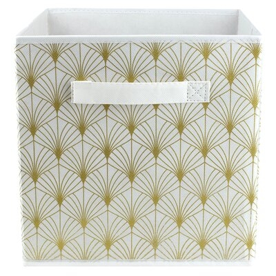 Metallic Fan Palm Collapsible Non-Woven Storage Fabric Cube - Image 0