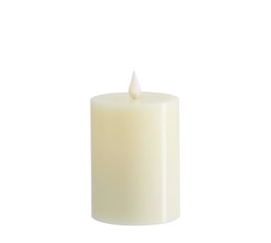 Classic Flickering Flameless Wax Pillar Candle, Ivory, 4 x 4.5 - Image 3