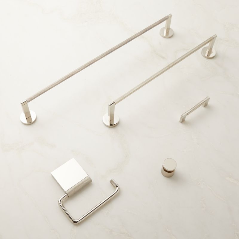 Nicolo Knurled Polished Nickel Wall-Mounted Toilet Paper Holder - Image 3