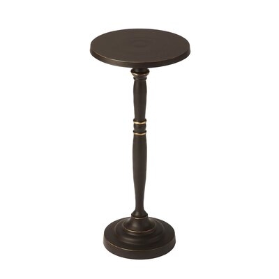 10" Vereen Metal Round Aluminum End Table With Golden Accents - Black - Image 0