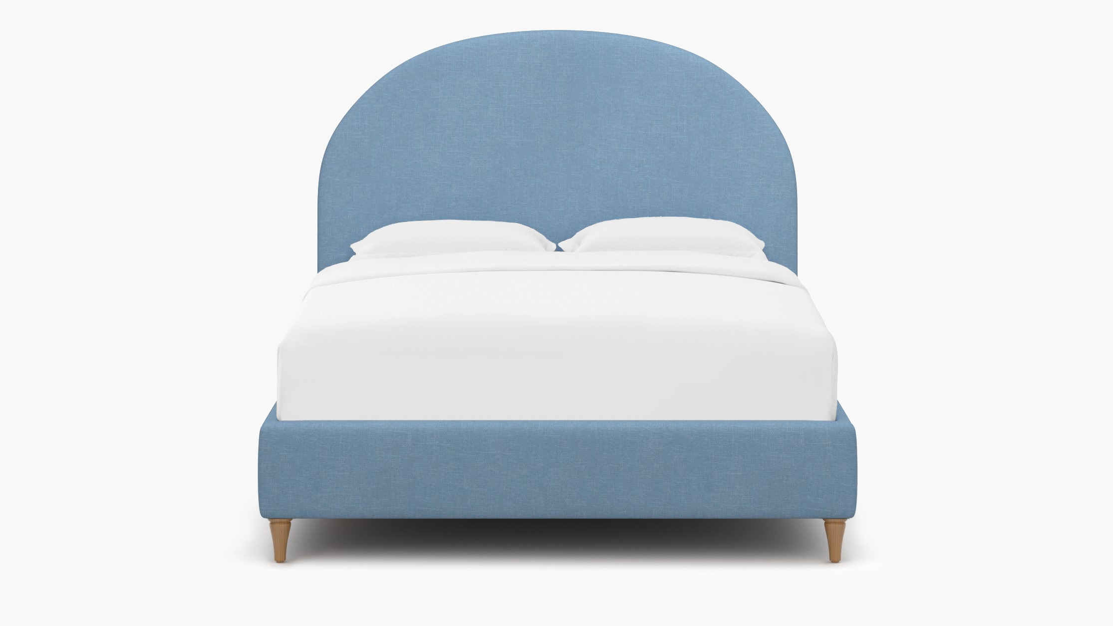 Demilune Bed, French Blue Everyday Linen, Natural Decorative Tapered Leg, King - Image 0