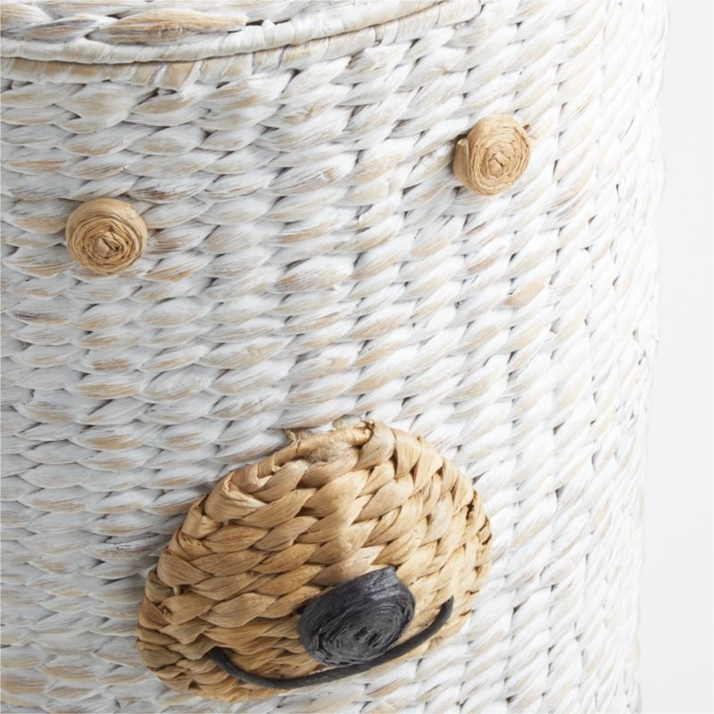 White Bear Woven Kids Hamper with Handles - Image 3