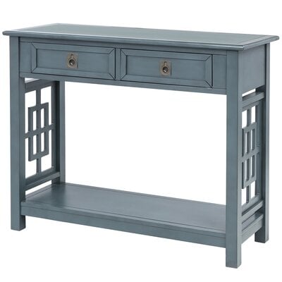 Console Table With 2 Drawers And Bottom Shelf, Entryway Accent Sofa Table (Antique Navy) - Image 0