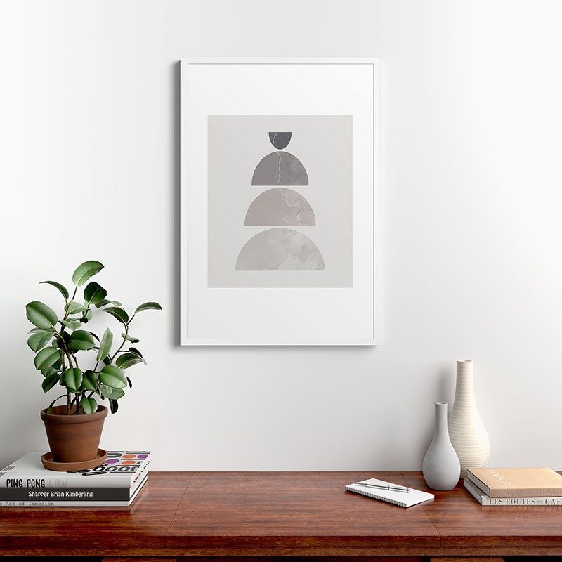 Monochrome Balance 1 by Alisa Galitsyna - Framed Art Print Modern White 24" x 36" - Image 1