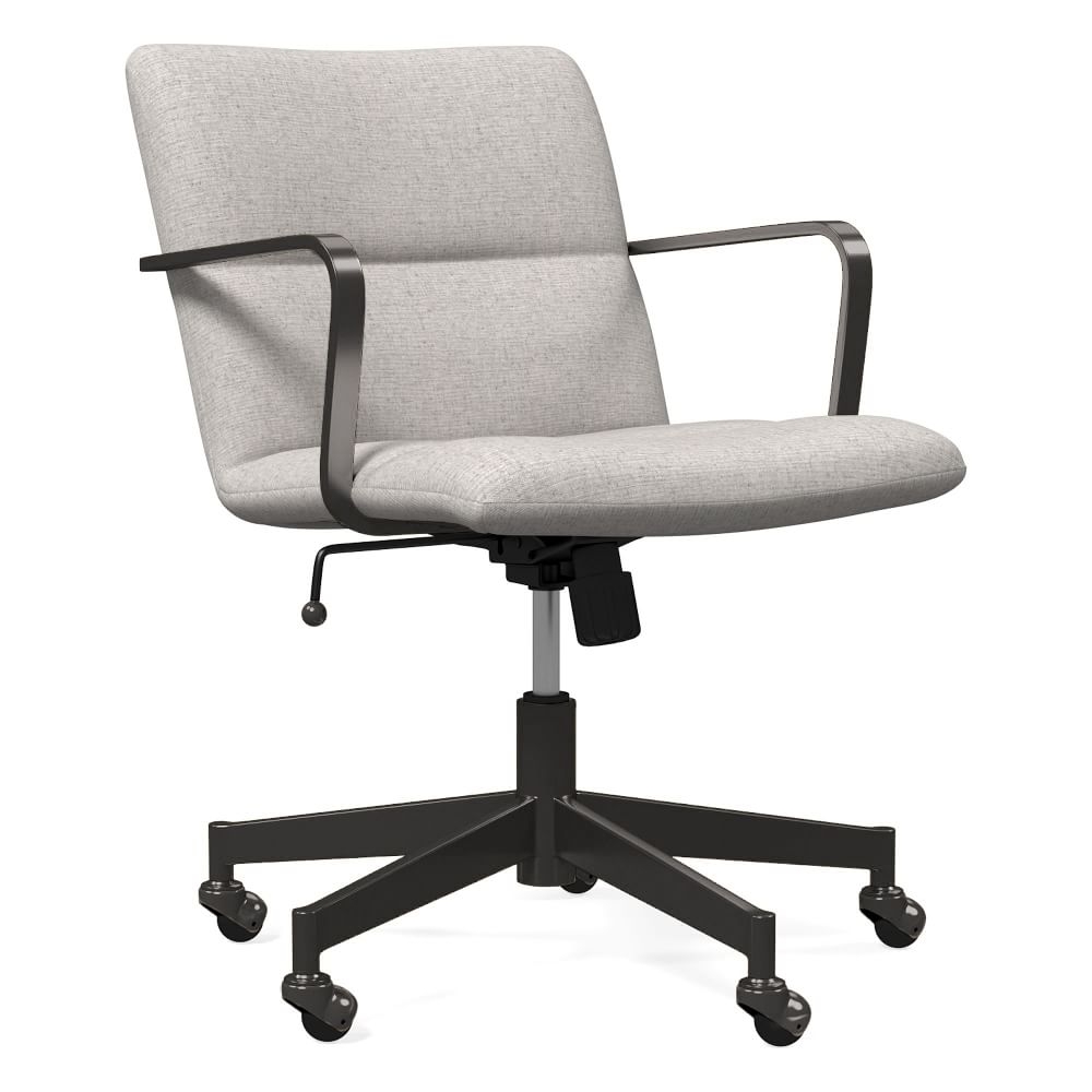 Cooper Mid-Century Office Chair, Dark Bronze, Performance Coastal Linen, Pebble - Image 0