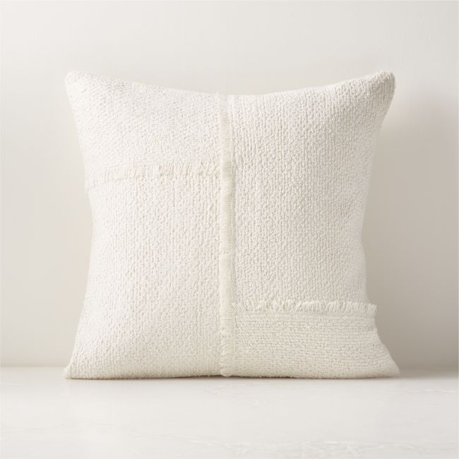 Intersect Ivory White Boucle Throw Pillow with Feather-Down Insert 20" - Image 0