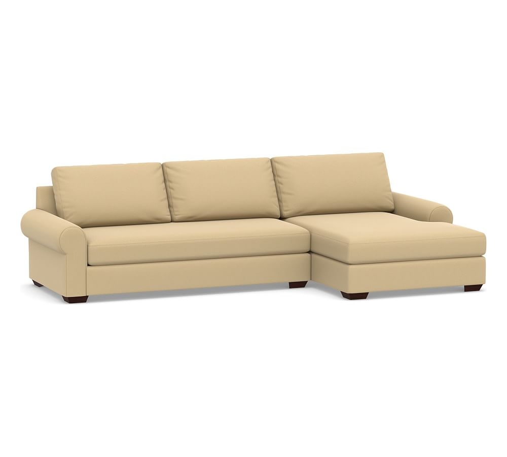 Big Sur Roll Arm Upholstered Left Arm Sofa with Double Chaise Sectional and Bench Cushion, Down Blend Wrapped Cushions, Performance Everydaysuede(TM) Oat - Image 0