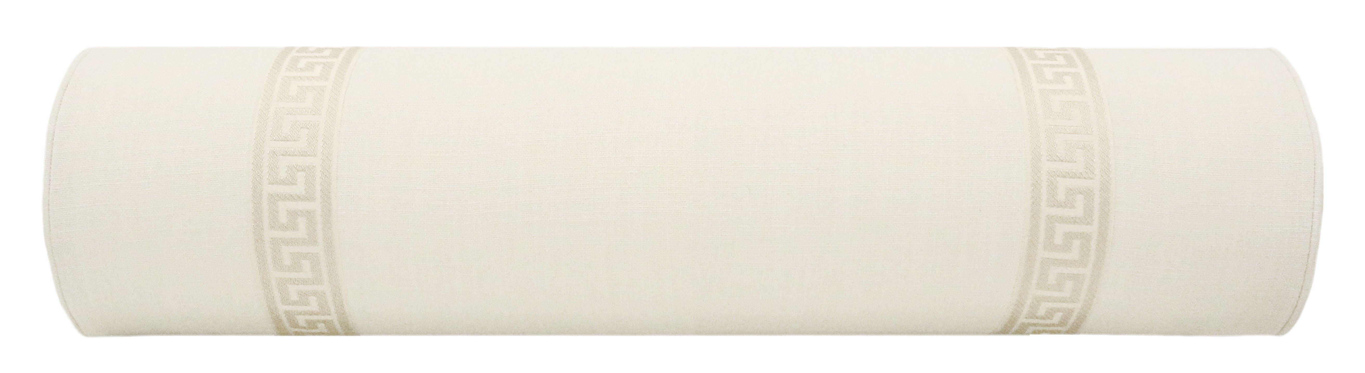 THE BOLSTER :: SIGNATURE LINEN // BONE + GREEK KEY TRIM // CASHMERE - TWIN XL // 9" X 30" - Image 1