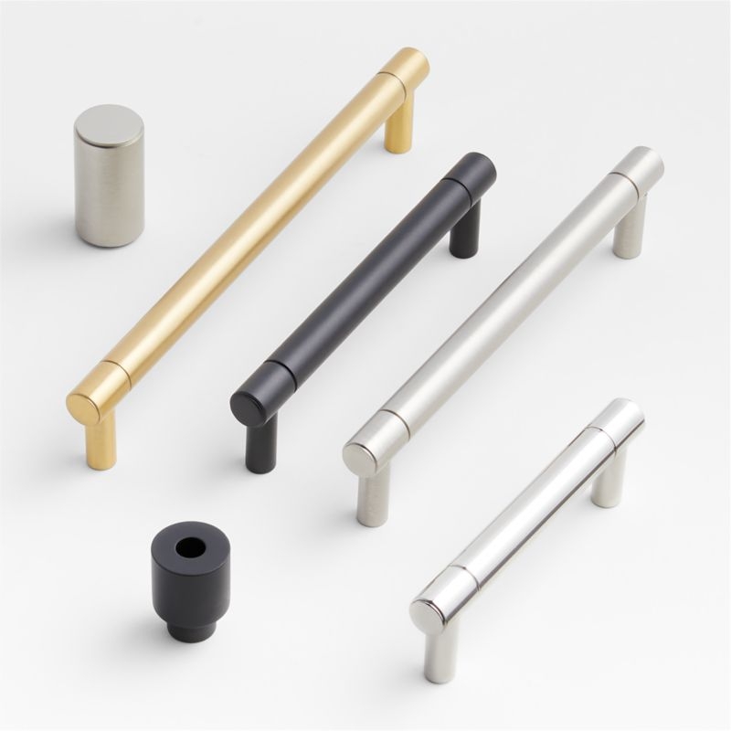 Modern Flat-End Cylinder Brushed Brass Cabinet Knob - Image 1
