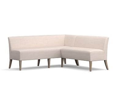 Modular Upholstered Banquette Set, Seadrift Leg, Brushed Crossweave Natural - Image 1