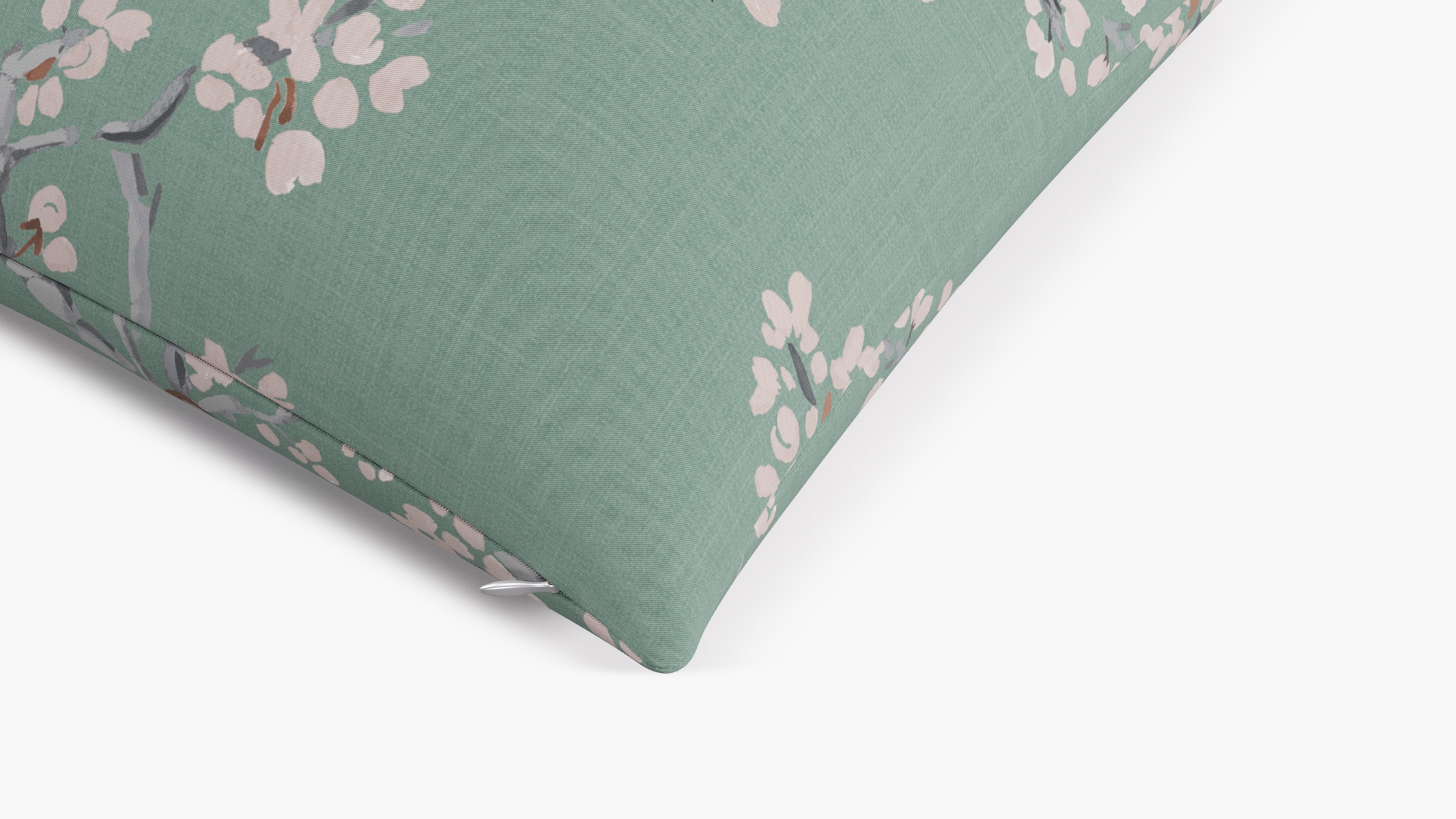 Throw Pillow 22", Mint Cherry Blossom, 22" x 22" - Image 1