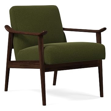 Midcentury Show Wood Chair, Poly, Distressed Velvet, Tarragon, Espresso - Image 0