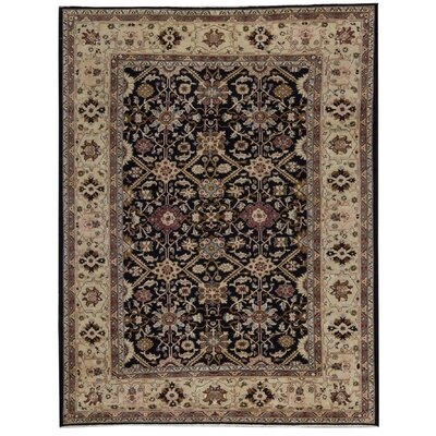 One-of-a-Kind Central Hand-Knotted Black/Cream 8'5" x 11'2" Wool Area Rug - Image 0