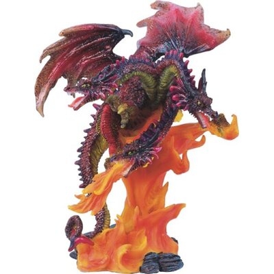 4"H Three-Headed Volcano Dragon Statue Fantasy Decoration Figurine - Image 0