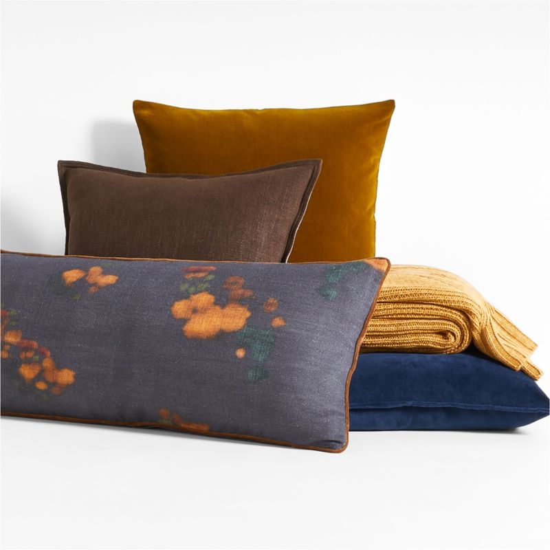 Auburn Brown Laundered Linen 20''x20 Pillow With Feather Insert - Image 1