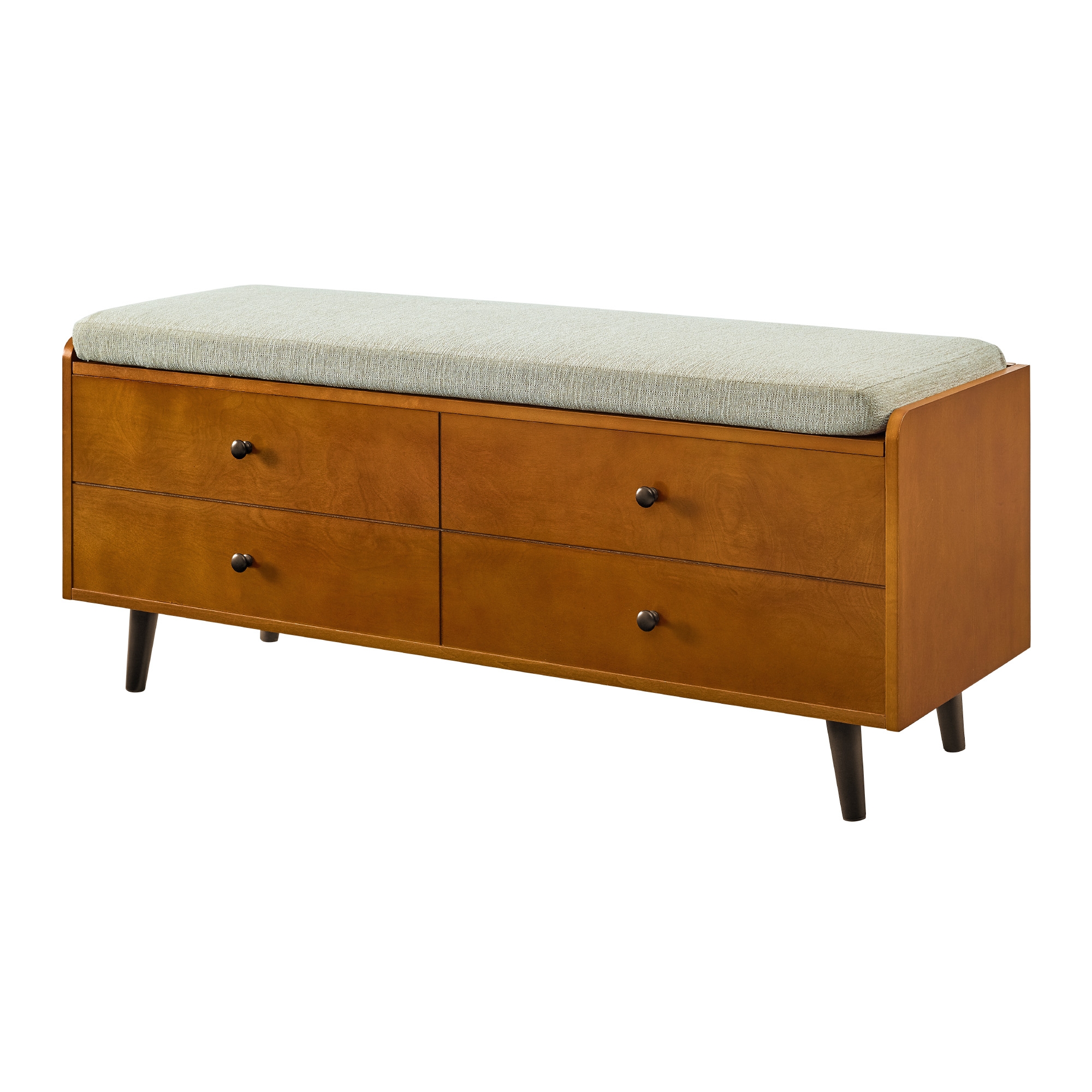 46" Mid Century Storage Bench with Cushion - Acorn/Tan - Image 2