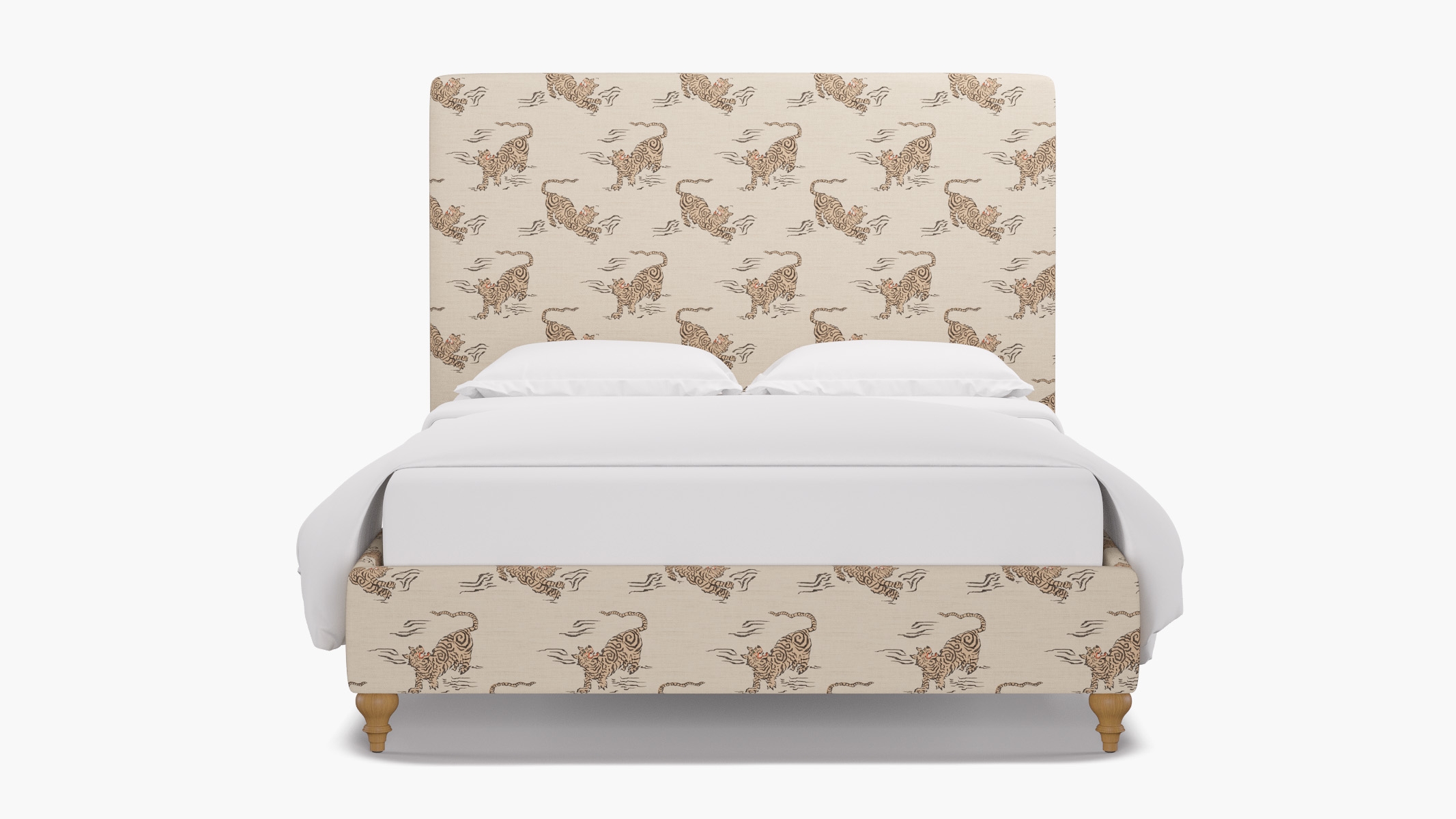 Classic Bed, Canvas Tigresse, Natural Traditional Turned Leg, Queen - Image 0