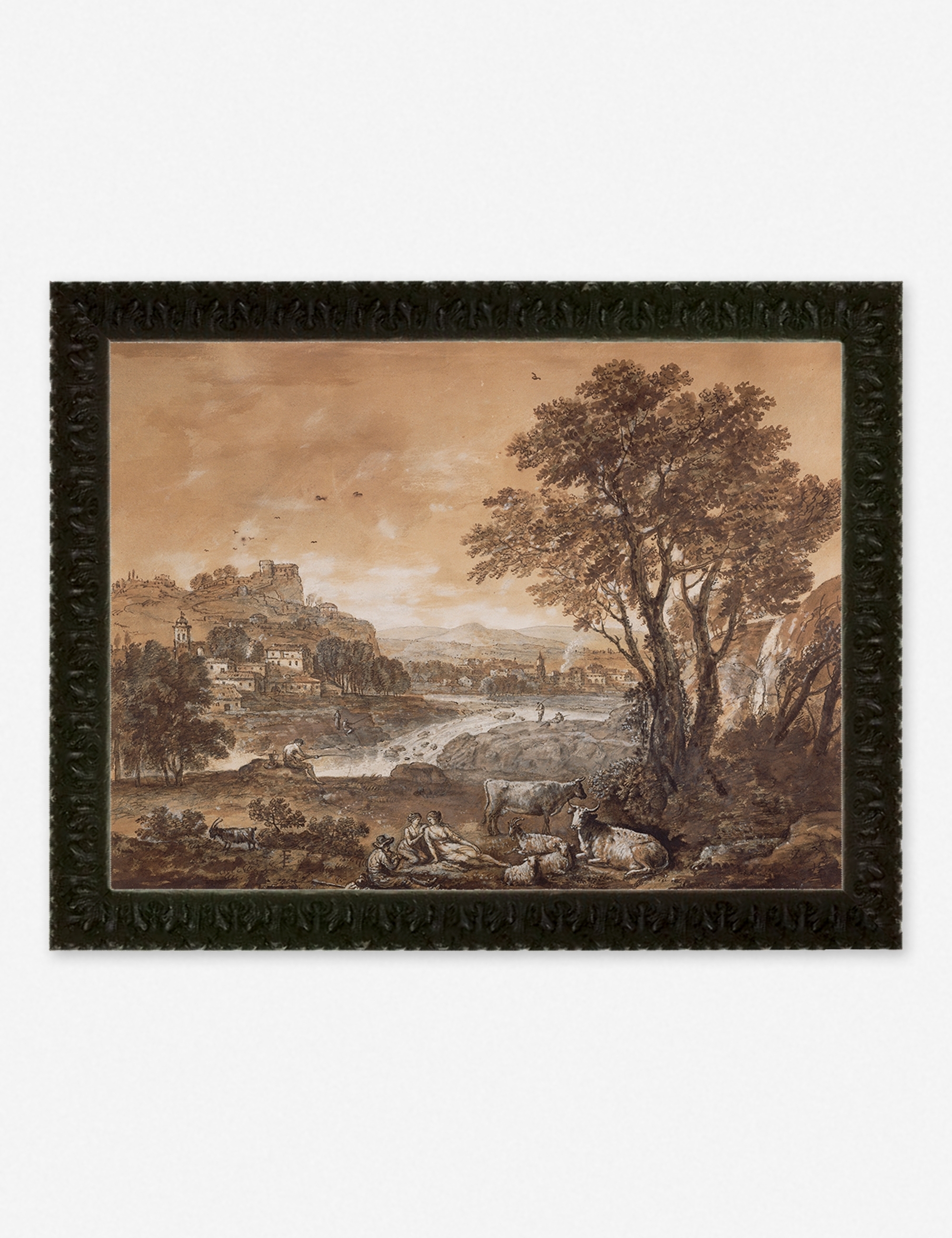 Landscape with Shepherds Resting Under a Tree by a Cascade Wall Art by Francesco Zuccarelli - Image 2