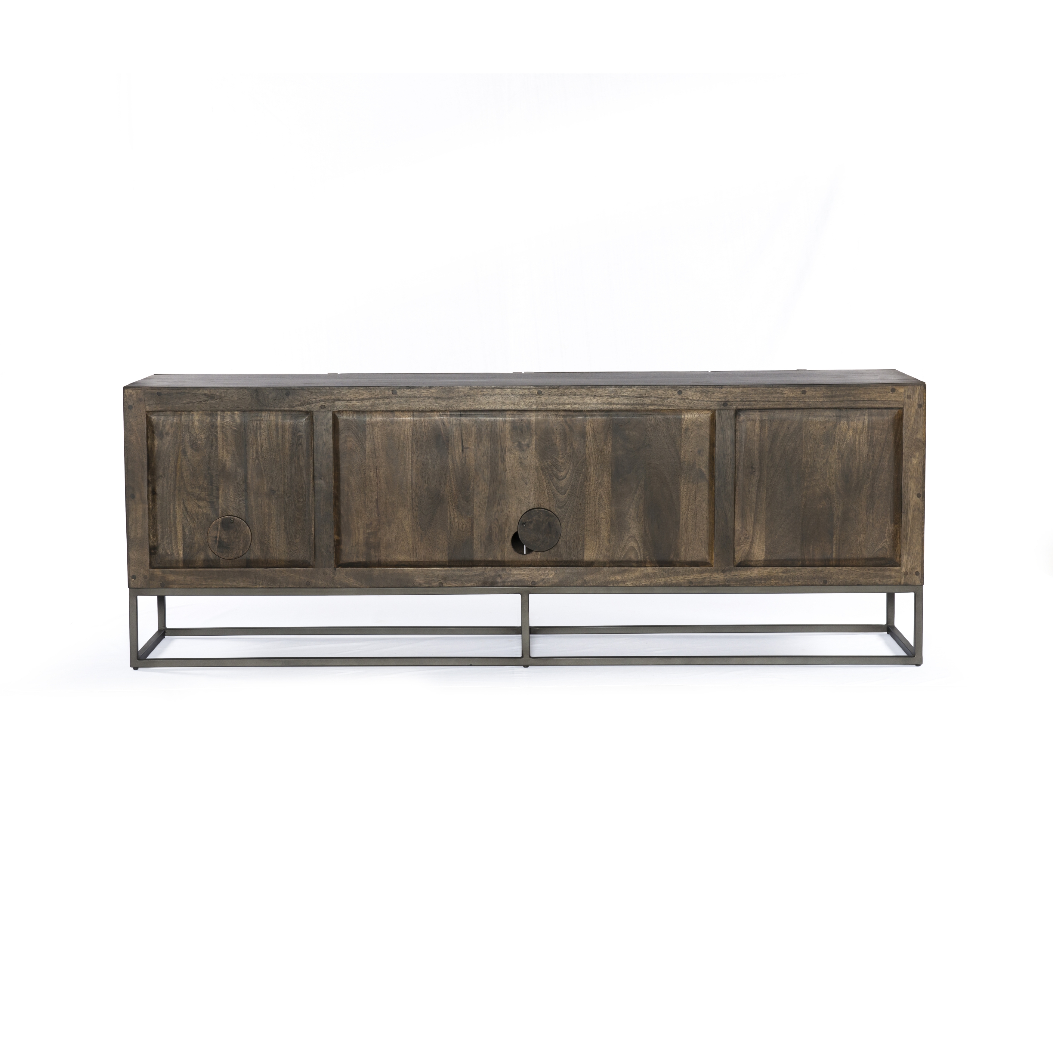 Kelby Media Console-Carved Vintage Brown - Image 5