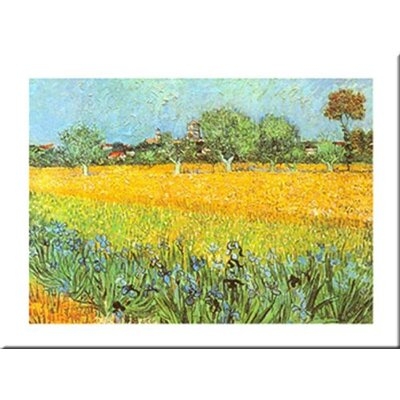 View of Arles with Irises by Vincent Van Gogh - Unframed Painting Print on Paper - Image 0