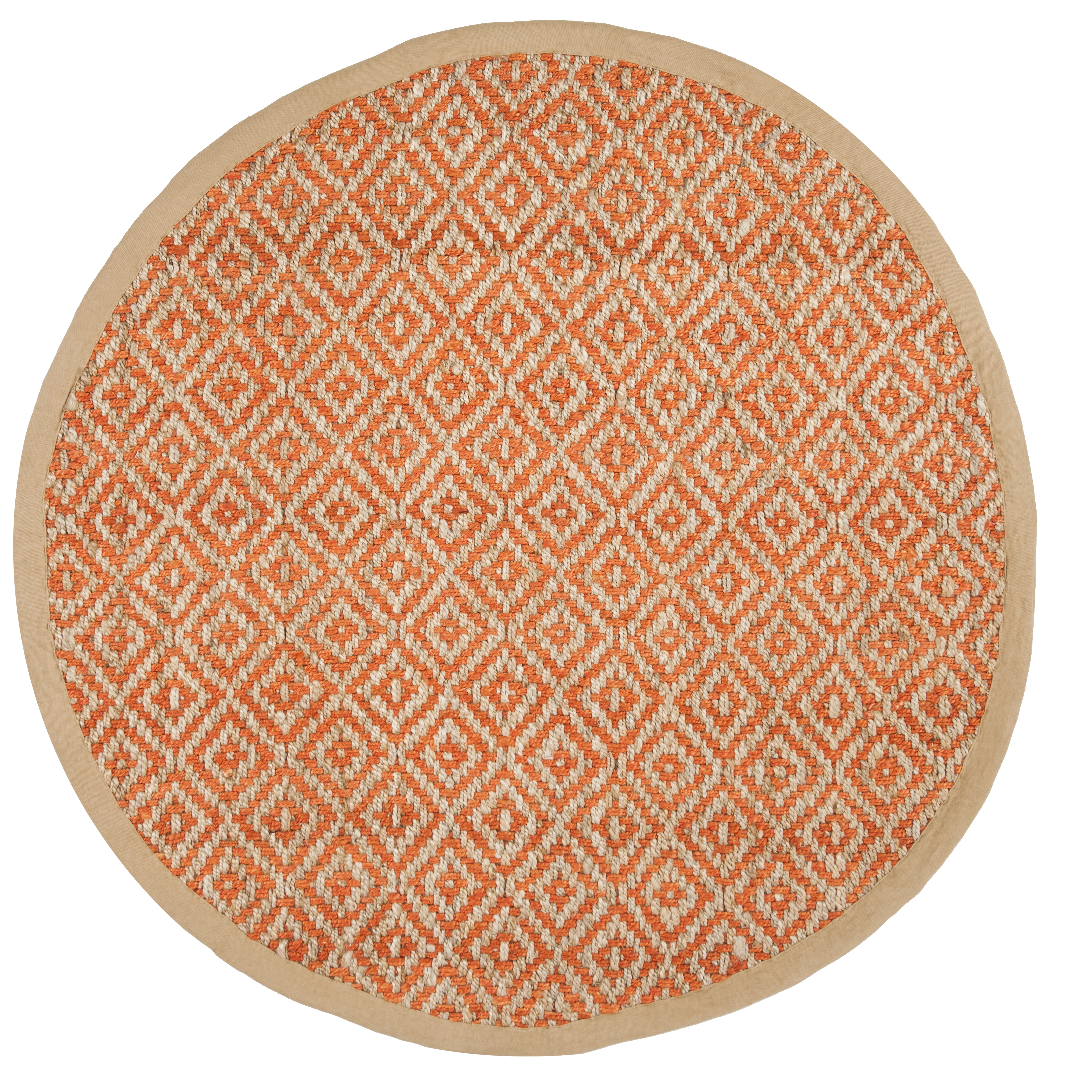 Arlo Home Hand Woven Area Rug, NF266B, Orange/Natural,  6' X 6' Round - Image 0