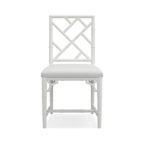 Chippendale Bistro Side Chair, Chunky Linen, White, White Finish - Image 0