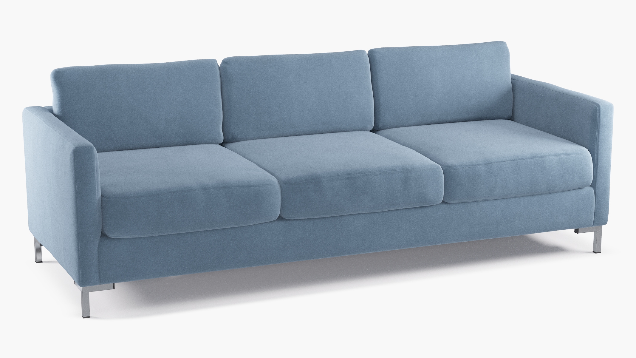 Modern Sofa, Ocean Classic Velvet, Chrome - Image 1