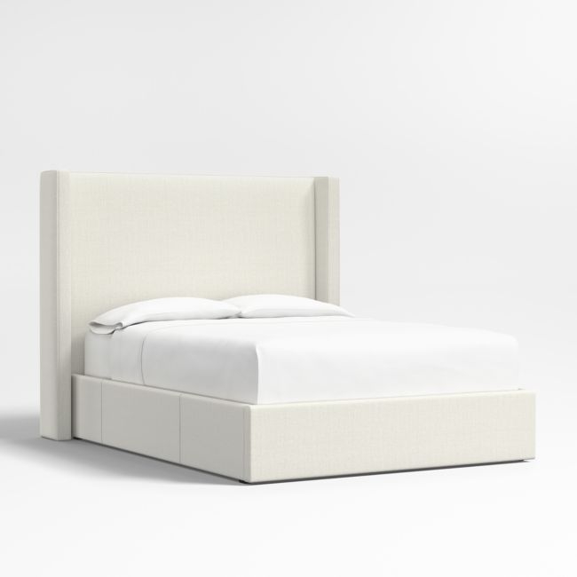 Arden 60" Ivory Queen Upholstered Headboard with Storage Bed Base - Image 0