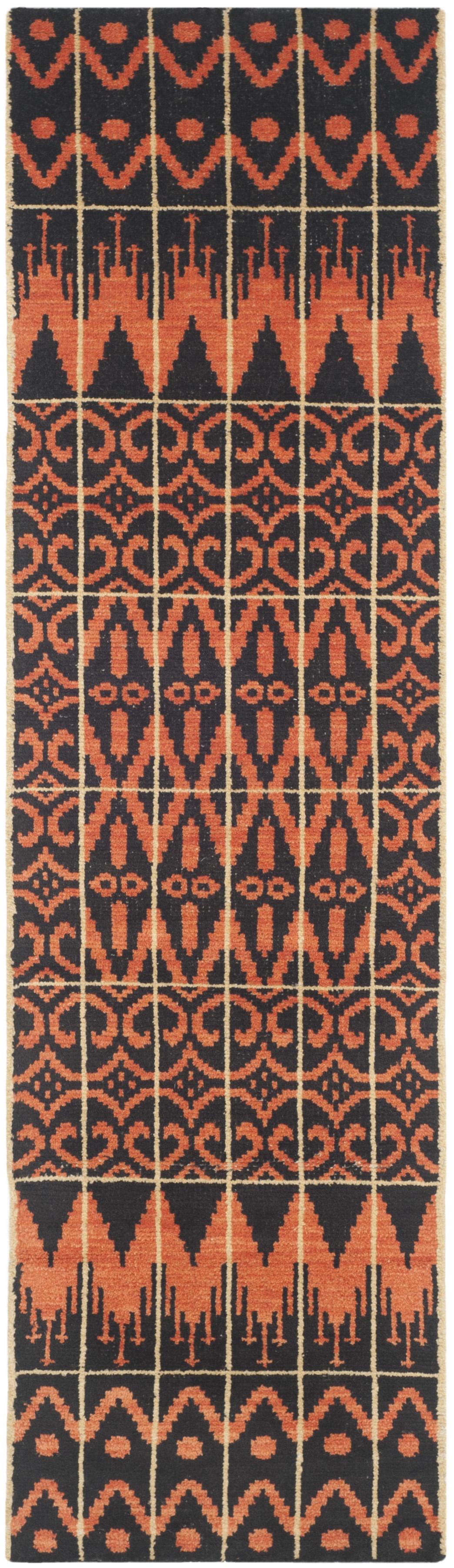 Arlo Home Hand Knotted Area Rug, KNY609A, Orange/Black,  2' 3" X 8' - Image 0