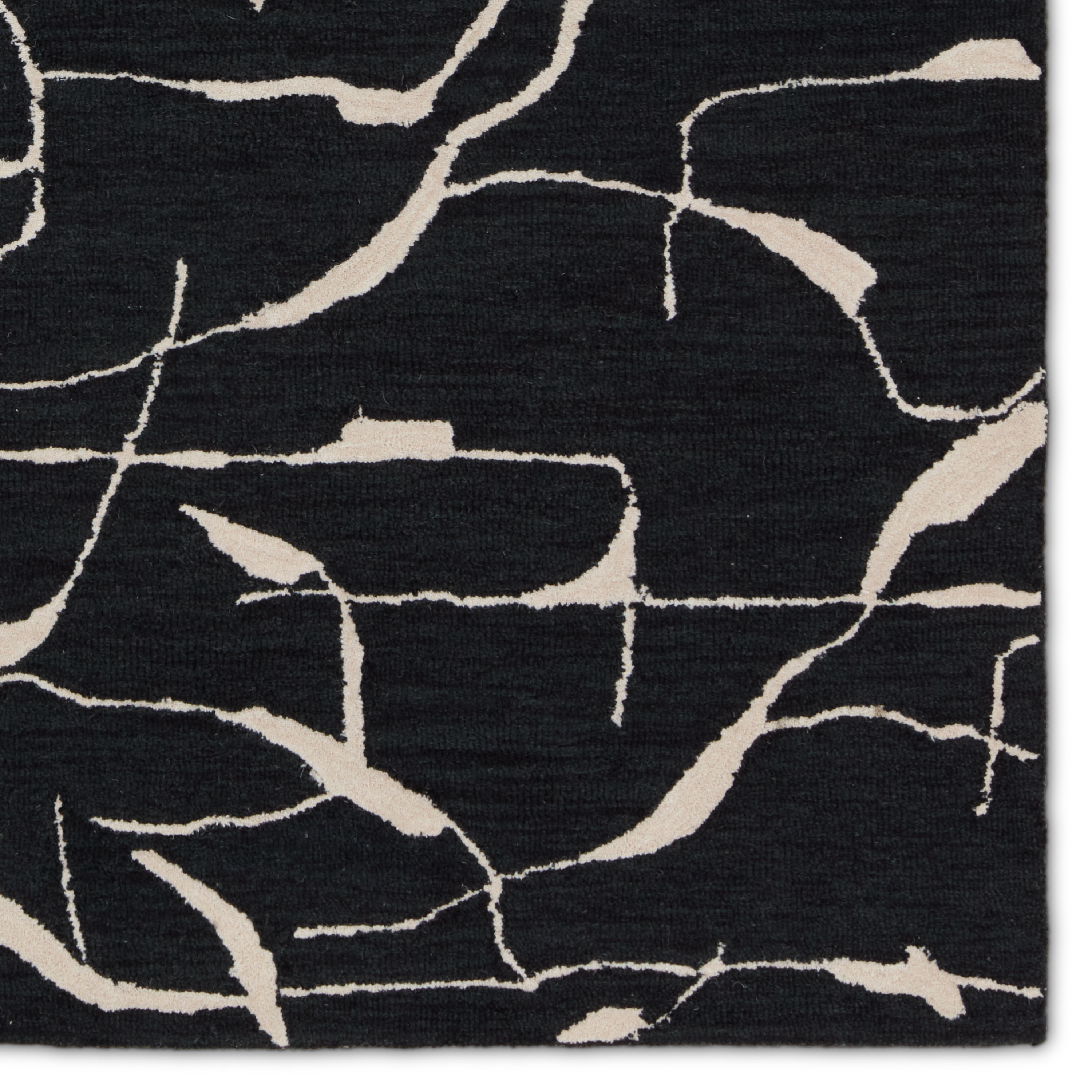 Nikki Chu by Noir Handmade Abstract Black/ White Area Rug (5'X8') - Image 3