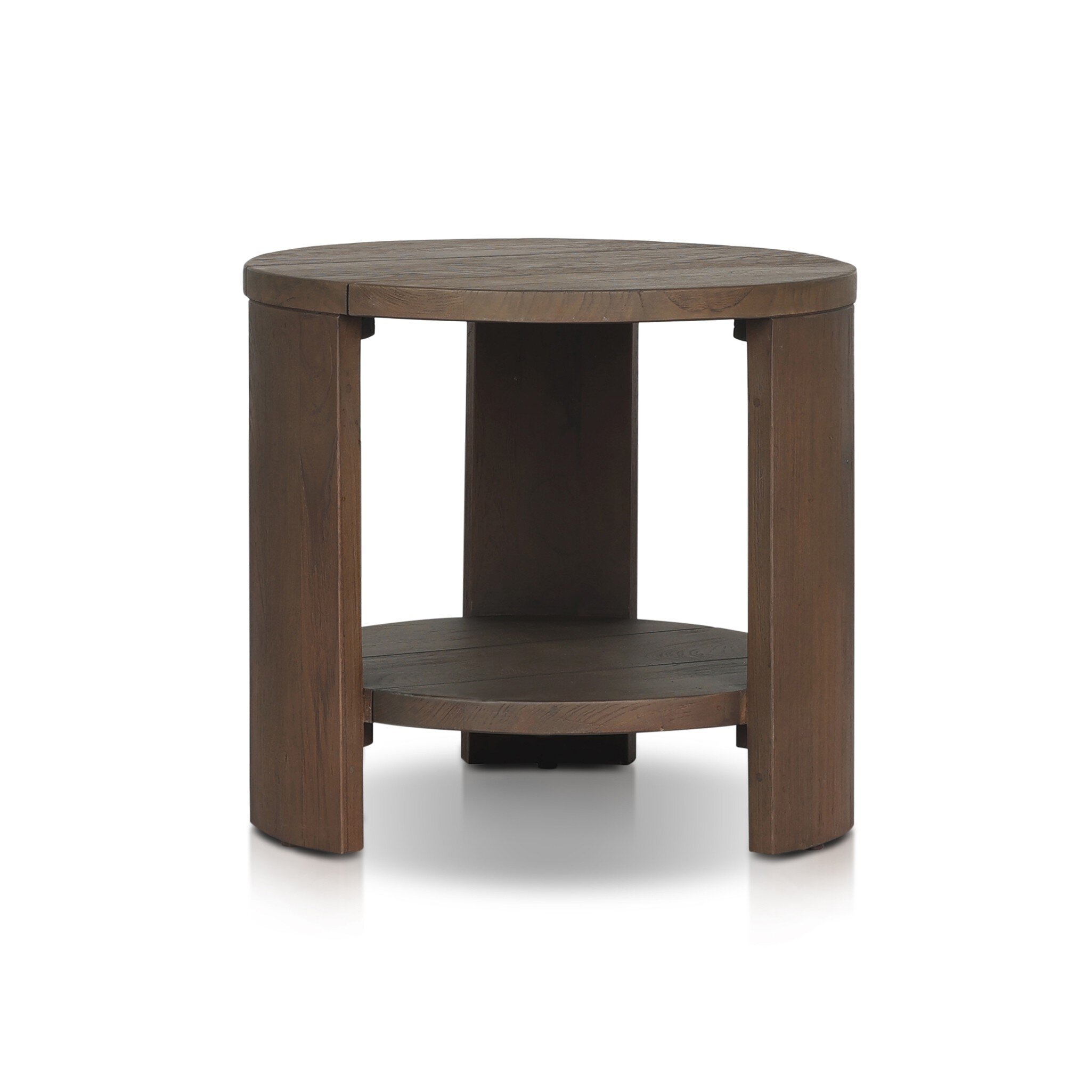 Roca Outdoor Round End Table - Stained Heritage Brown-FSC - Image 1