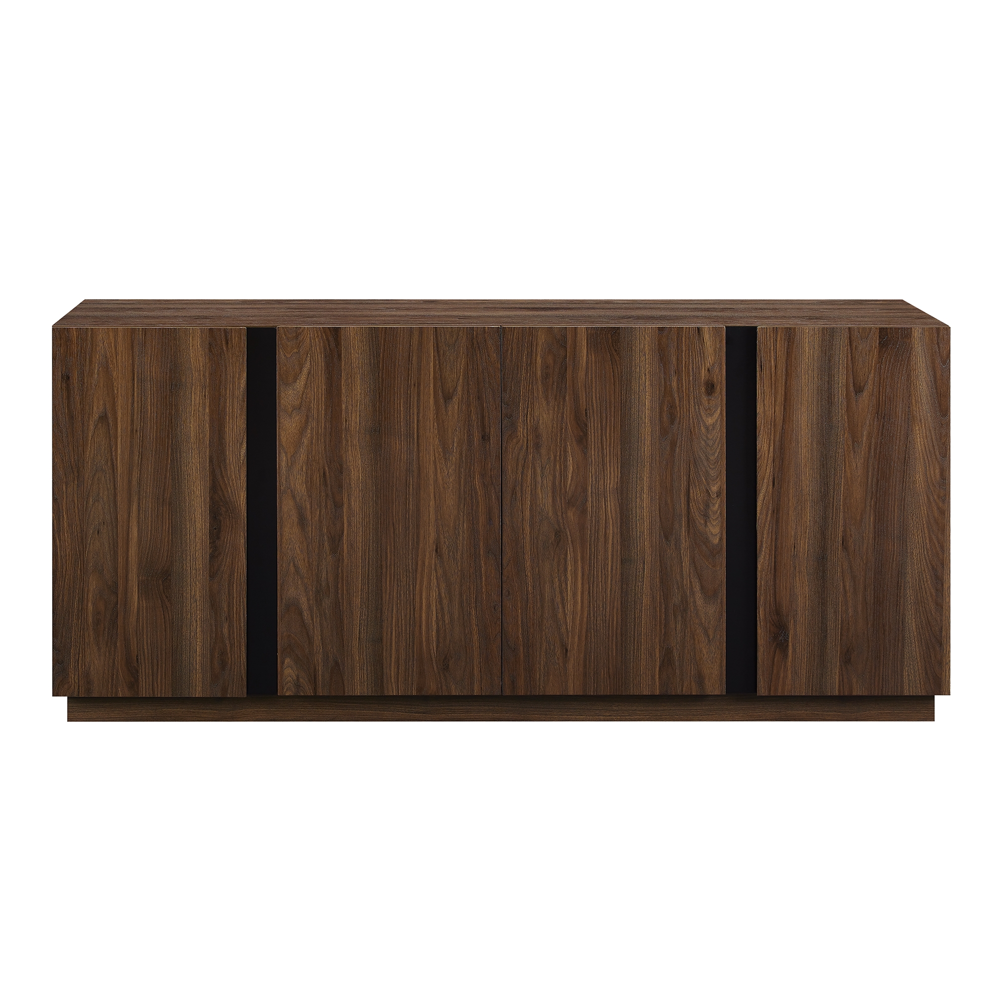 Contemporary Minimalist 4-Door Sideboard – Dark Walnut - Image 1